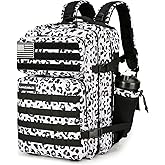 Lovelinks21 25L Tactical Backpack Military Tactical Backpack for Men and Women Small Assault Pack Outdoor Travel Hiking Camping Rucksack with Molle Webbing (White Leopard)