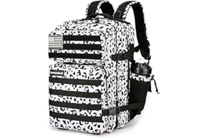 Lovelinks21 25L Tactical Backpack Military Tactical Backpack for Men and Women Small Assault Pack Outdoor Travel Hiking Camping Rucksack with Molle Webbing (White Leopard)