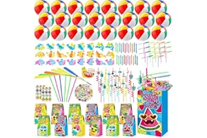 194 PCS Pool Party Favors, Beach Summer Birthday Party Favors for Kids 3-8 8-12, Beach Balls, Hand Flying Helicopter, Pool Pa