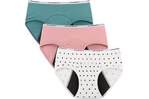 INNERSY Big Girls' Period Underwear for Age 8-16 Teens Menstrual Panties 3-Pack