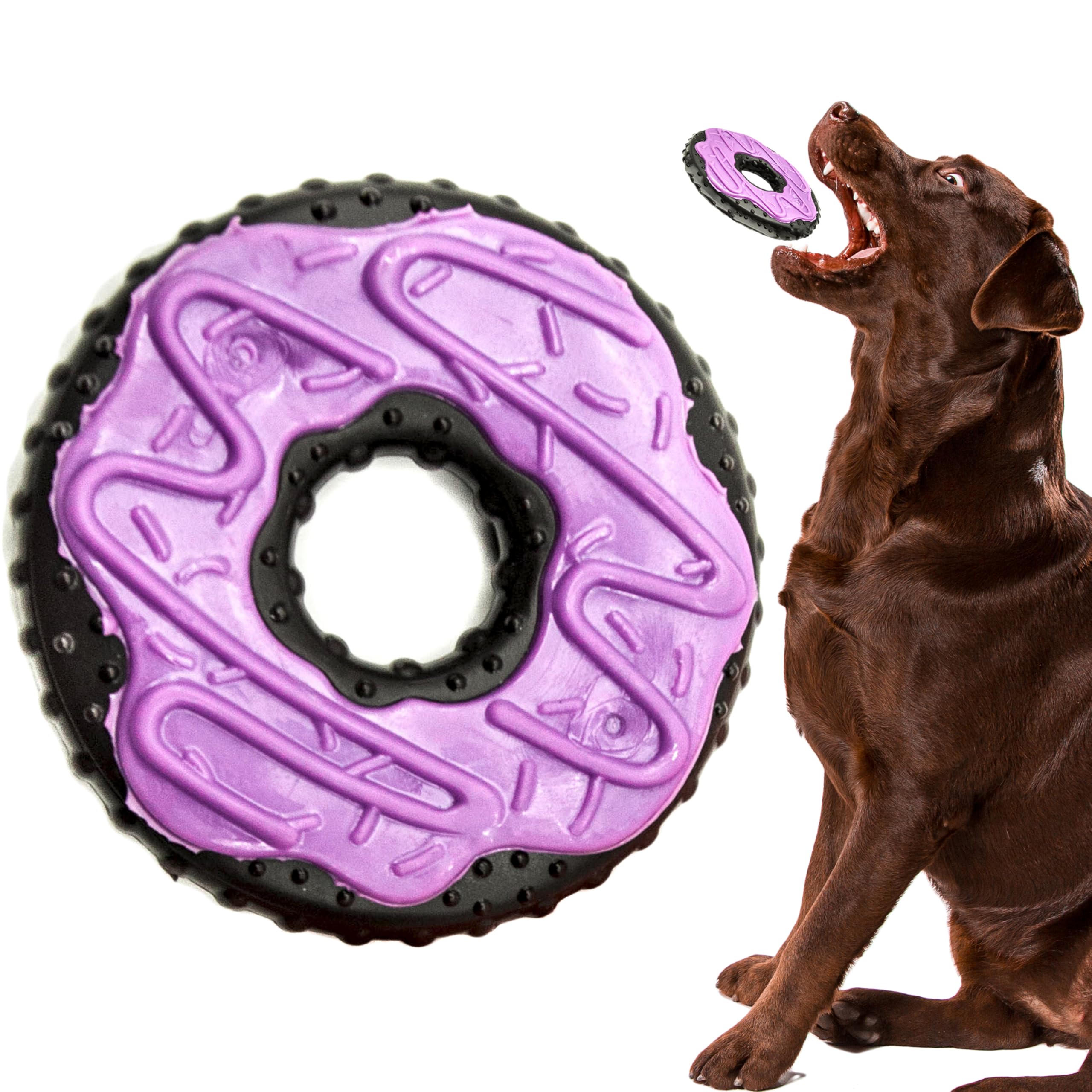 Petopedia Tough Dogs Toy – NYLON Chews – PIZZA, WAFFLE, DONUT Shape – Durable Dog Toys Indestructible, Boredom, Dental, Puppy Teething, Bite-Resistant, Gifts (Donut)