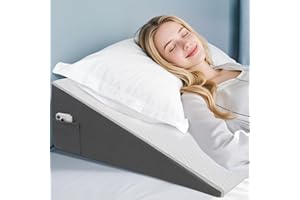 DiffPacky Sleeping Bed Wedge Pillow for Adults Seniors, 10 inch Cooling Memory Foam Incline Pillow Wedge for Head, Neck & Back Support and Leg Elevation, Removable Washable Cover, White