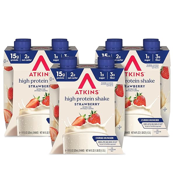 ATKINS STRAWBERRY FLAVORED PROTEIN SHAKE, HIGH PROTEIN, LOW...