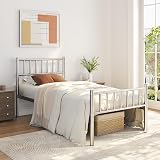 Yaheetech 3ft Single Metal Bed Frame with Headboard Footboard Silver view 2