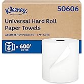 Kleenex Professional Universal Hard Roll Paper Towels, Bulk (50606), Hardwound 1.75" Core, Premium Absorbency Pockets, White (6 Rolls at 600' Each, 3,600'/Case)