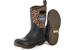 Trudave Rubber Boots for Women, Mid Calf Rain Boots, Womens Waterproof Boots, Neoprene Insulated Outdoor Work Mud Boots for Hunting Farming Gardening Fishing, Size 5-11