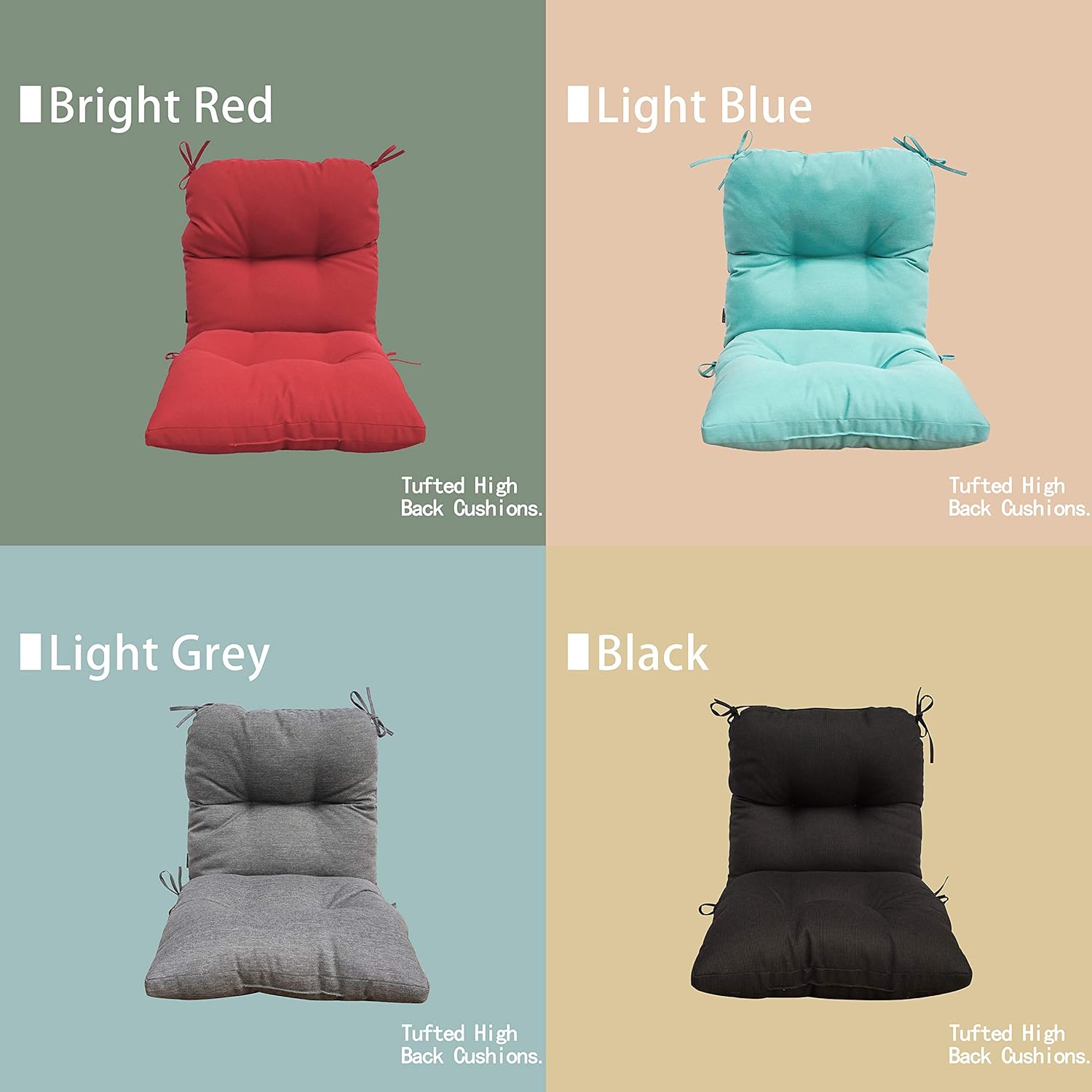 BOSSIMA Outdoor Indoor High Back Chair Tufted Cushions Comfort Replacement Patio Seating Cushions Set of 2 Black : Garden & Outdoor