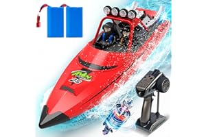 AIGIMU RC Boat with LED Lights Remote Control Boat for Lakes Pools Salt Water,Pool Toy for Kids & Adults 20+MPH, 40+ Min Running Time 2.4GHz Full Proportional Toys for Boys