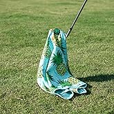 Magnetic Golf Towel for Golf Bags Microfiber Fabric Waffle Pattern Towels for Men or Women, Magnet Golf Towel with Heavy Duty Carabiner Clip Golf Accessories (Pineapple)