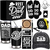 11 Pcs Best Dad Ever Gift, Father's Day Gifts, Dad Gifts for Men with 20 Oz Tumbler Socks Baseball Cap Tape Measure Bracelet Wallet Card Keychain, Fathers Day Birthday Christmas Gift for Dad Husband