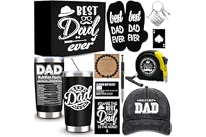 11 Pcs Best Dad Ever Gift, Father's Day Gifts, Dad Gifts for Men with 20 Oz Tumbler Socks Baseball Cap Tape Measure Bracelet 