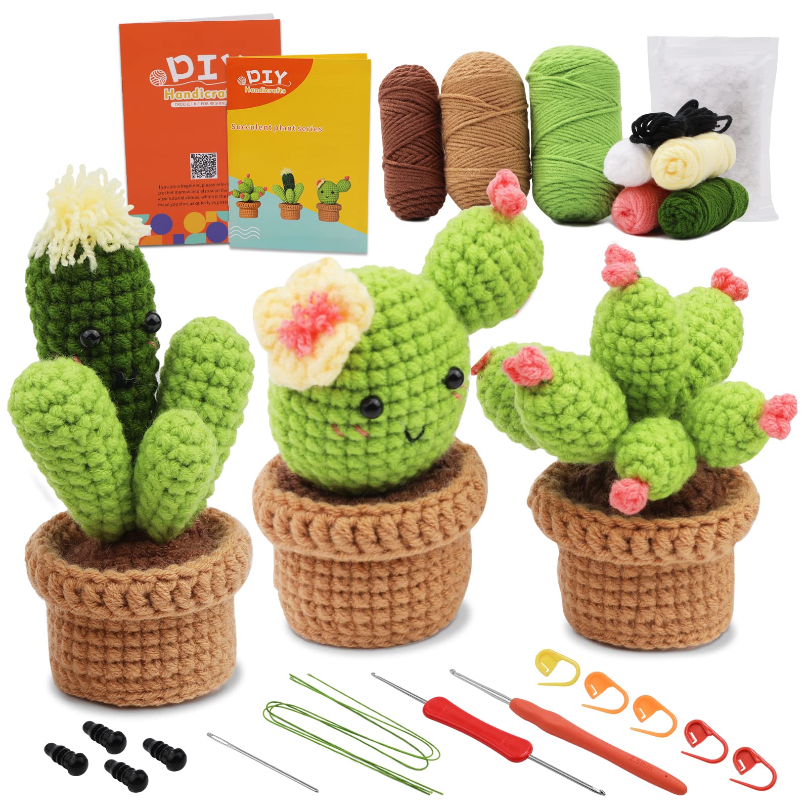 Namner Crochet Kit for Beginners, Crochet Starter Kit, Succulent Crochet Kit for Adults, for DIY Handcrafts with Crochet Hooks, Yarn, Hand Sewing Needle, Stitch Markers and Instruction