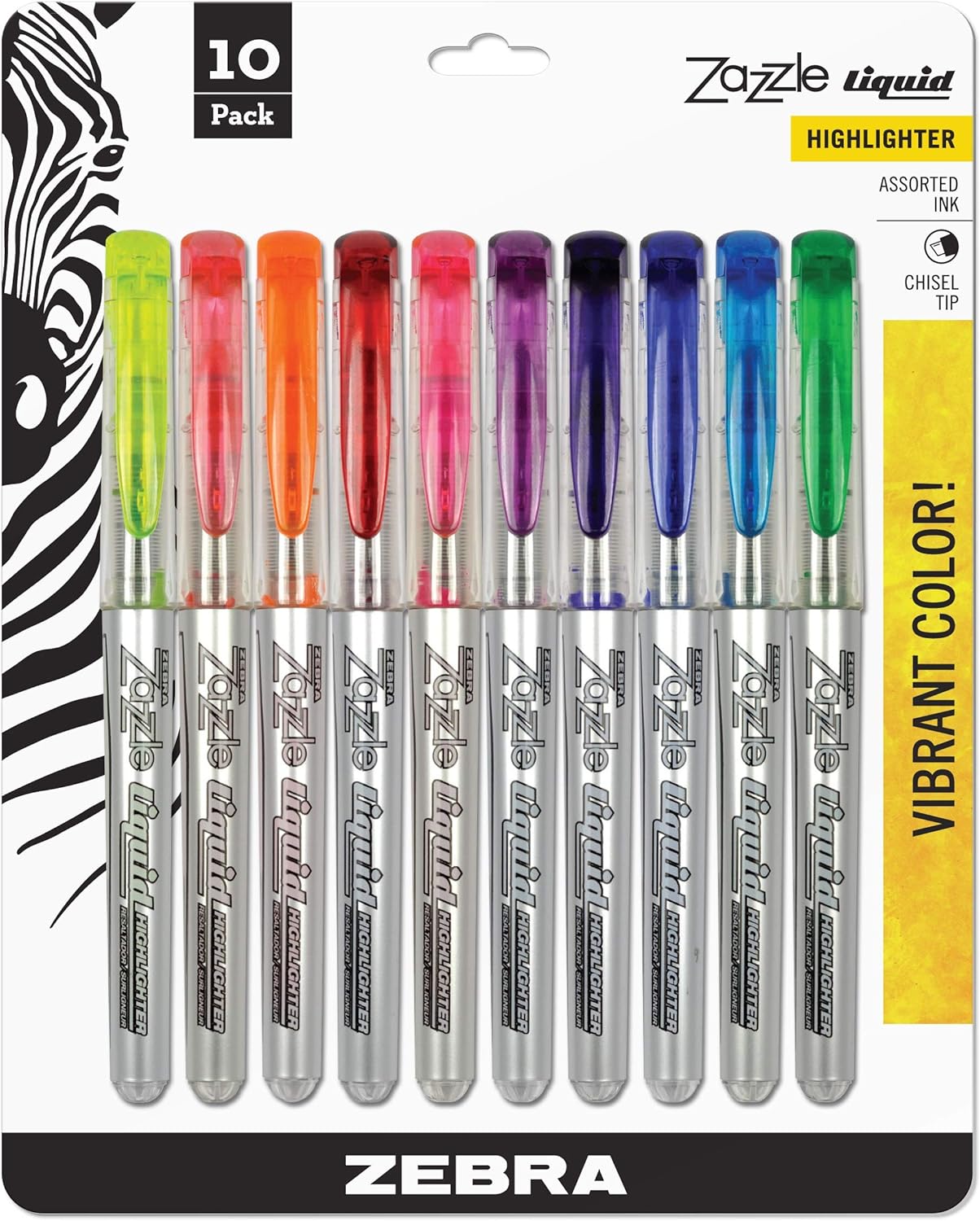 Zebra Zazzle Liquid Highlighter, Assorted Colors, 10 Pack (71111