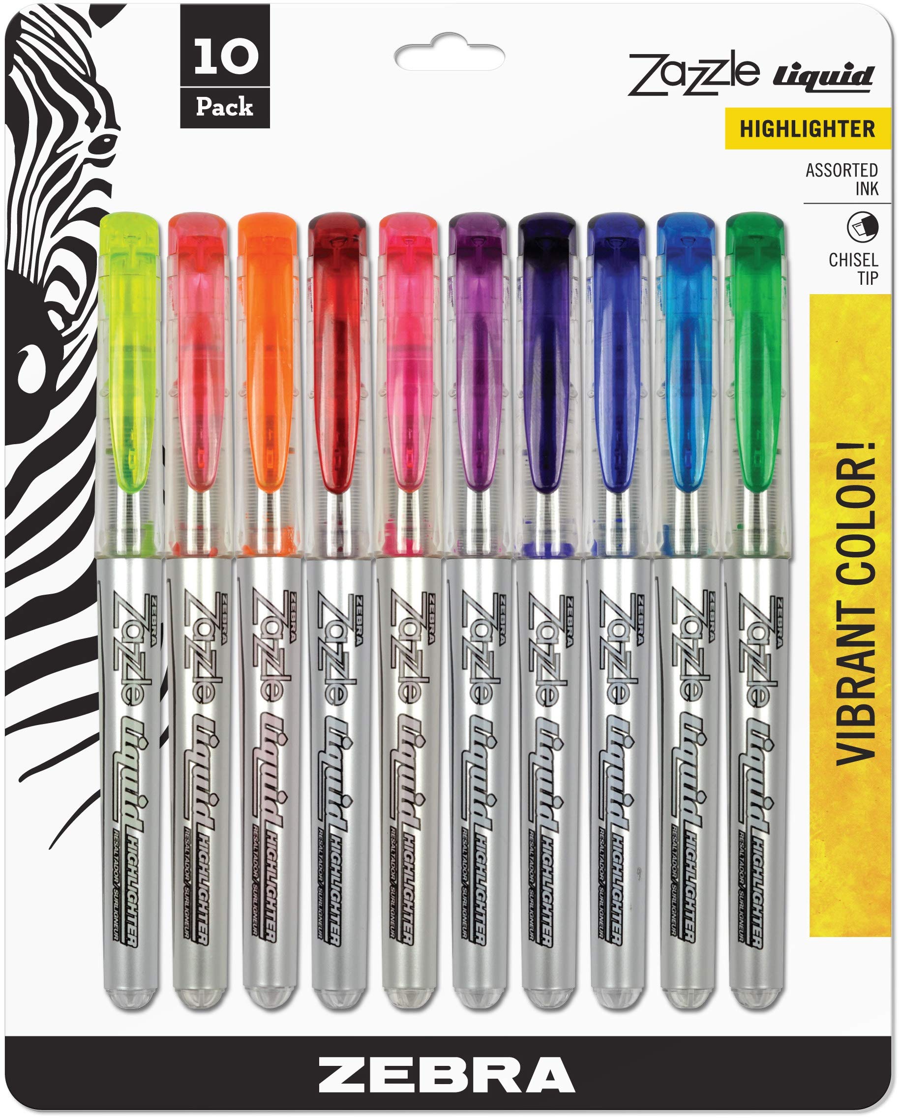 Zebra Pen Zazzle Liquid Chisel Tip Highlighter, Multi-Colour, 19.05 x 15.24 x 1.98 cm