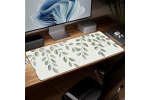Leather Leaf Desk Pad, Colorful Art Mouse Pad Large Computer Keyboard Gaming Mousepad Waterproof Desktop Protector & Cover, D