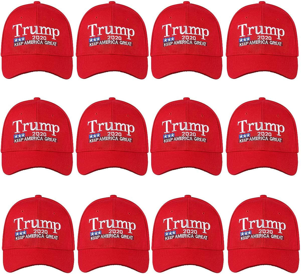 Wholesale 12-Pack Baseball Cap Donald Trump Keep American Great Again (Trump 2020 Keep America Great (12-Red)) at  Men’s Clothing store