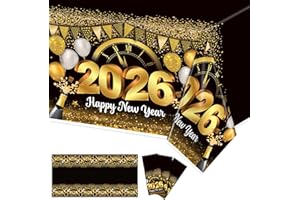 tineit 3pcs Happy New Year Table Cover, 2026 Happy New Year Tablecloth New Years Eve Table Clothes for Rectangle Tables New Years Eve Party Supplies 2026 108 * 54 Inch