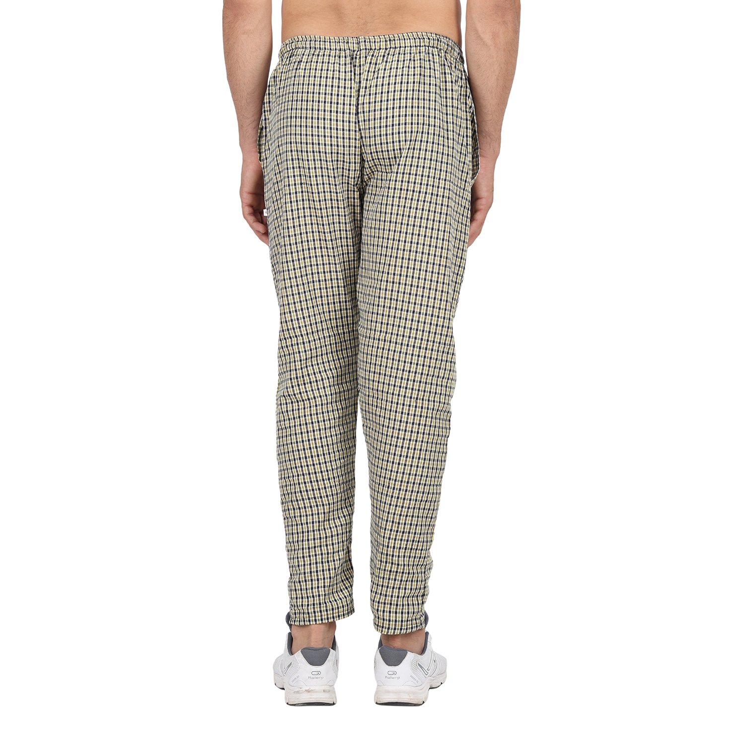 bis creations men's cotton checkered yellow pyjama