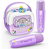 Mini Karaoke Machine for Kids Girls: Unicorn Portable Bluetooth Speakers with 2 Wireless Mic Toys for Girls Age 4-6 7 8 9 Years Old Girl Easter Birthday Gifts for 5 6 7 8 9 10 11 Years Teens Purple
