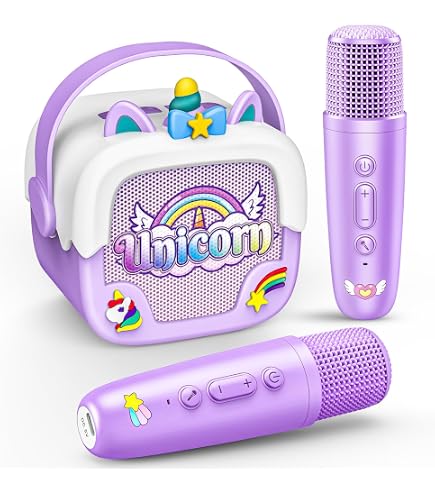 Voijump Microphone Karaoké Sans Fil Bluetooth – Machine à Chant Portable Avec 2 Micros, Effets Vocaux, Lumières – Dès 3 Ans