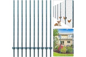 Thealyn Fence Posts 6 Feet, Pack of 10, Metal Fence Post with U-Channel, Steel Fence Poles U Post for Garden Wire Mesh Fence Poles Sign Post