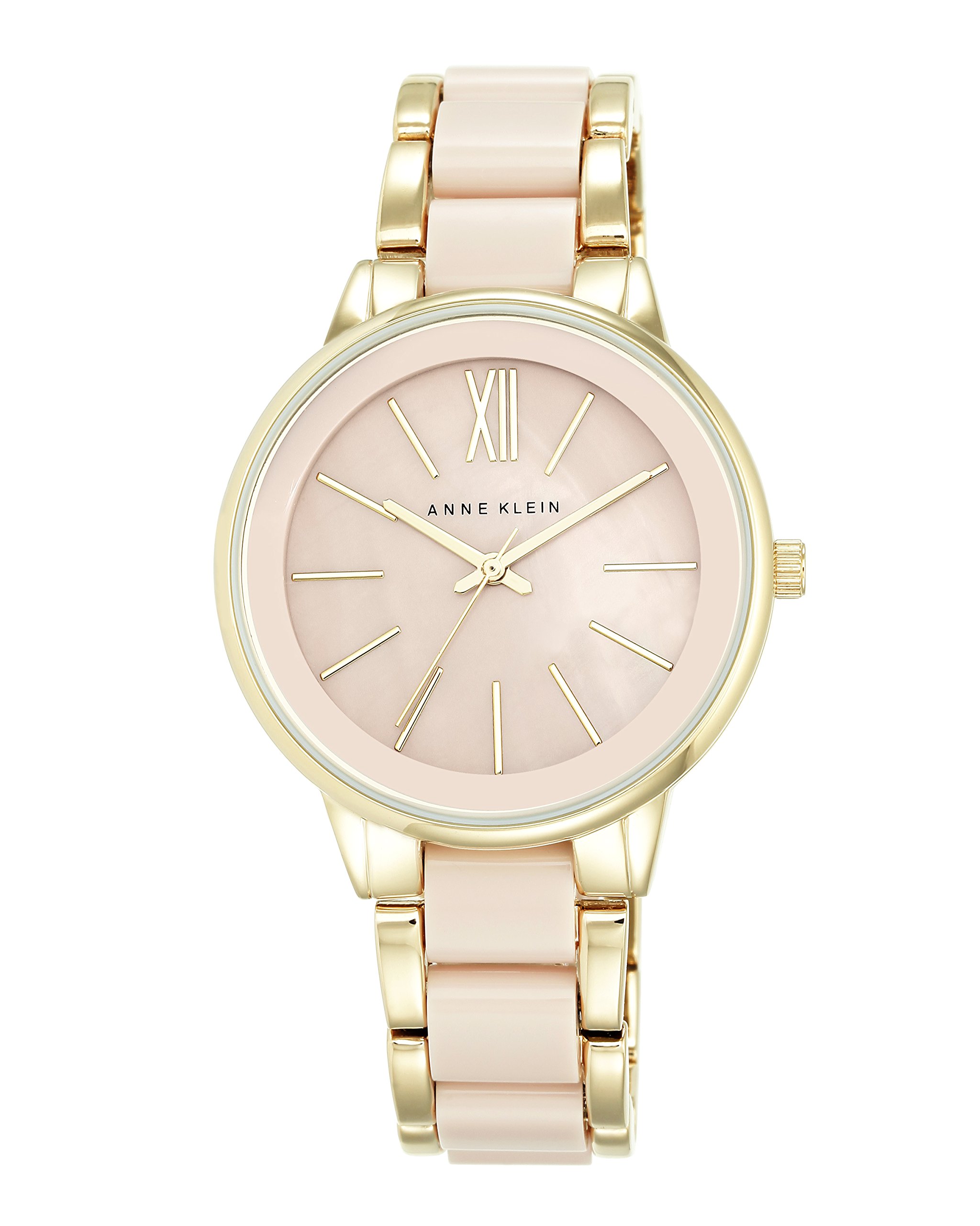 Anne Klein Women\'s Blush Pink And Gold Analog Quartz Resin Bracelet Luxury Watch Acetate Link Bracelet Watch | Anne Klein main image 2