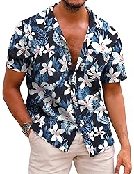 COOFANDY Mens Floral Hawaiian Shirts Tropical