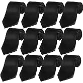 Yolev 12 Pcs Men's Tie Bulk, 3.15" Solid Satin Elegant Mens Neck Ties, Black Ties Bulk for Men Business Casual Formal Wedding Necktie