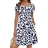 ZEAGOO Summer Dresses for Women 2026 Sundress Short Petal Sleeve Dress with Pockets Floral Dresses for Casual