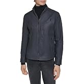KARL LAGERFELD Men's Faux Leather Pebble Jacket With Zipper Detailing