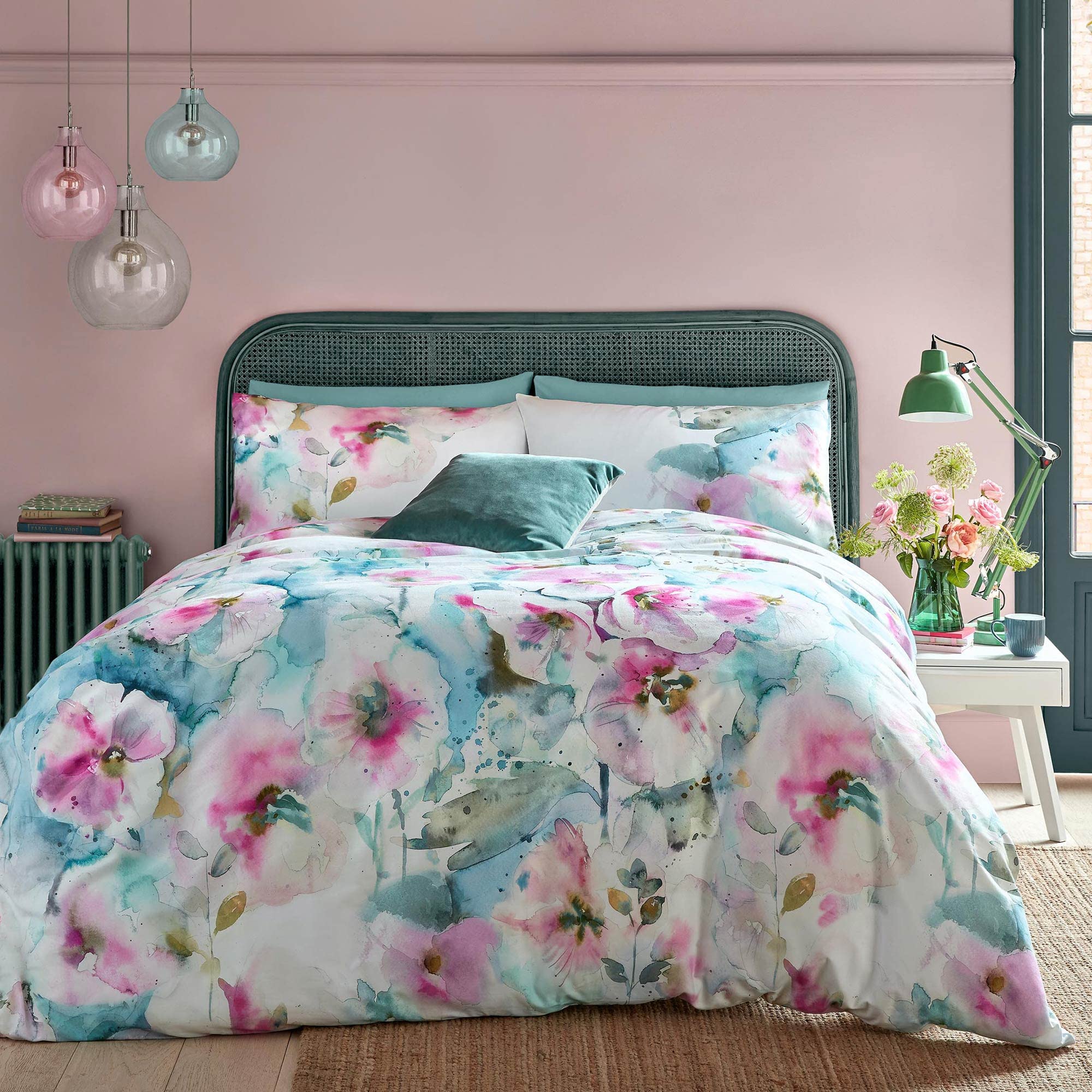 Voyage Maison Isabella Spring Floral Multi Duvet Cover Set 100% Cotton Sateen (Single Duvet Cover Set: 137cm x 200cm)