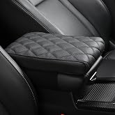 POKSRI Car Center Console Armrest Cover Genuine Leather,Universal Arm rest pad, Adjust driving posture Cushion,Protector,Memory Foam,Real cowhide,Relieves shoulder/arm fatigue,boosting driving safety