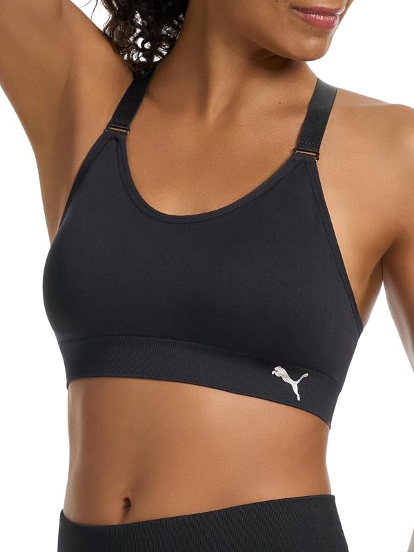 Pacote de 2 soutiens desportivos sem costuras para mulher, preto puma/cinzento urze, pequeno — foto 2 de 7