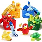JoyCat Montessori Toys for Toddlers 1-3, 12PCS Sensory Color Sorting Boxes | Scarves and sorting play encourage grasping, pulling, color matching, and cause-and-effect practice