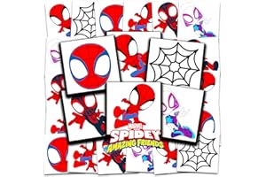 MARVEL Spidey and His Amazing Friends Tattoos Party Favors Bundle ~ 70+ Perforated Individual 2" x 2" Spidey & Friends Temporary Tattoos for Kids Boys Girls (Spidey Party Supplies MADE IN USA)
