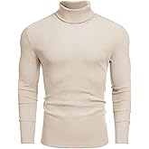 COOFANDY Men's Ribbed Turtleneck Sweater Casual Basic Long Sleeve Knitted Pullover Sweater