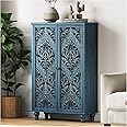 JOINICE Accent Cabinet with Doors,47" Tall Storage Cabinet with Solid Wood Legs for Living Room,Entryway,Dining Room,Bedroom,Blue