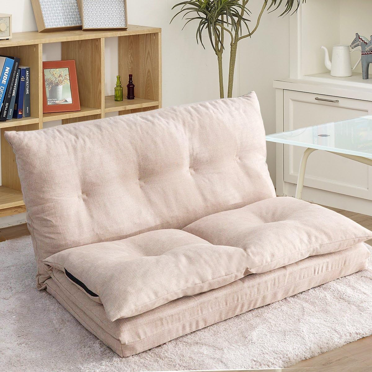 Fabric Floor Couch Lounge With 5 Adjustable Reclining Position Foldable Japanese Floor Futon Tatami Style Floor Sofa Bed For Sit Sleep Naps Or Play