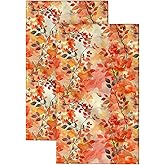 ANTJOO Orange Autumn Leaf Hand Towels for Bathroom,Set of 2 Soft Absorbent Breathable Bath Hand Towel for Bathroom Kitchen Hotel Gym 28 x 14 in