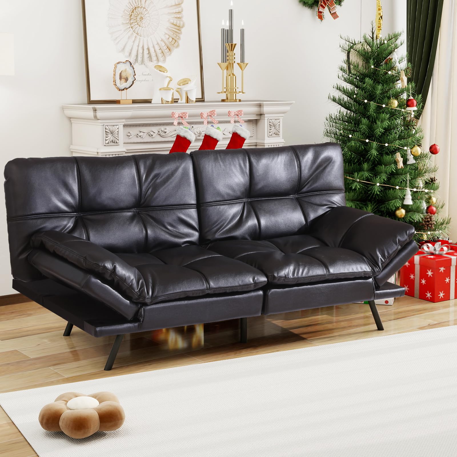 MUUEGM Futon Couch Convertible Memory Foam Sleeper Futon Sofa Bed ...