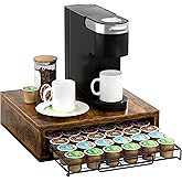 Aquzee Coffee Pod Drawer, K Cup Holder, Coffee Pod Storage Organizer, Coffee Maker Machine Stand, Wooden, Sturdy, Sliding Mes