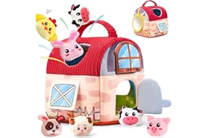 Vanvimen Baby Girl Toys 6-12 Months, Surprise Barn with 12 PCS Stuffed Farm Animals, Montessori Sensory Developmental Learning Toys for 6-12 Months, Ideals 6 7 8 9 Month Old Baby Boy Girl Gifts Toy