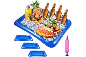 Inflatable Ice Serving Buffet Bar with Drain Plug:4PCS BBQ Picnic Pool Party Supplies Buffet Luau Cooler with a Hand Pump for