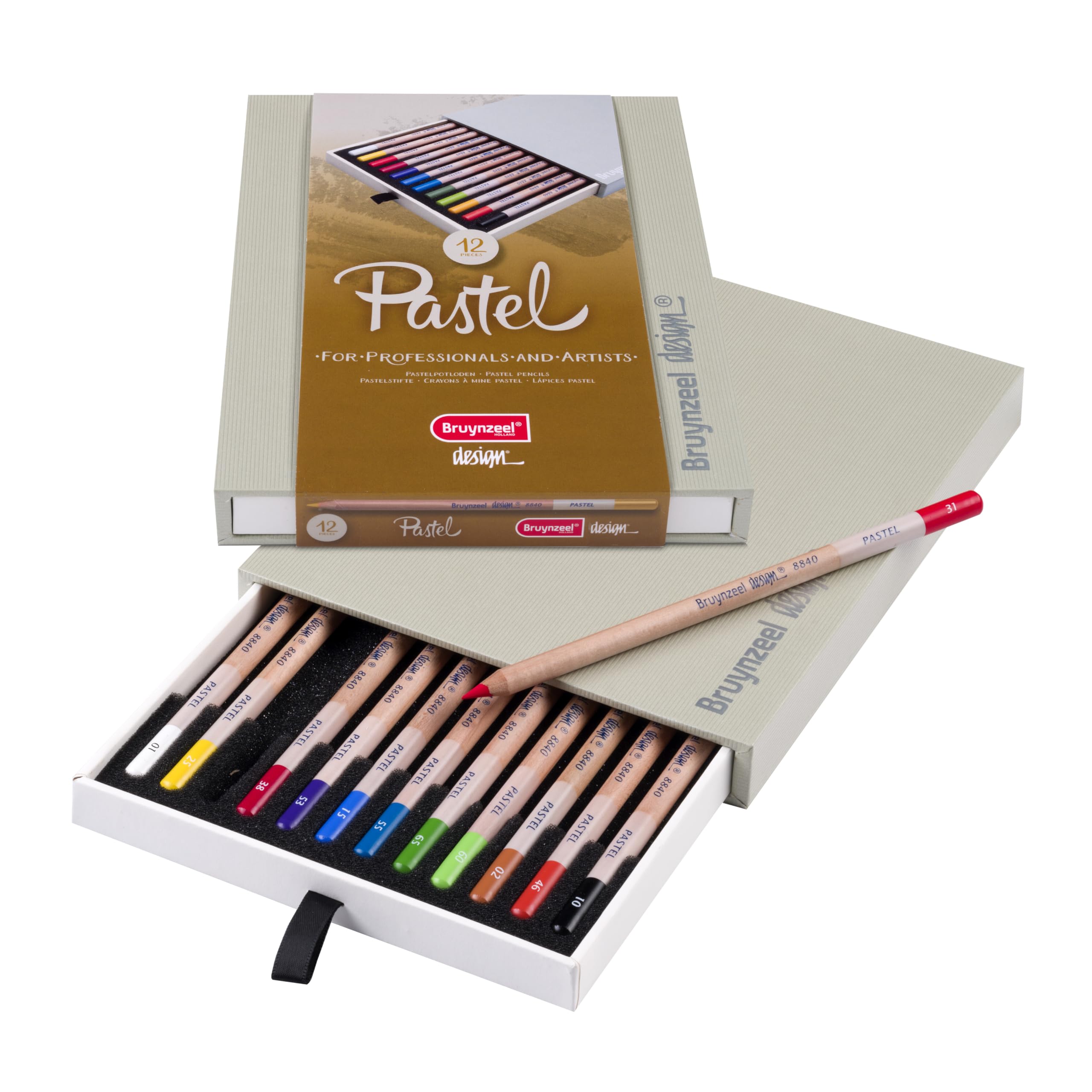 Bruynzeel Design Professional Pastel Pencil Set of 12 Colors in Box | Artists Pencils for Drawing, Sketching & Coloring โ image 1