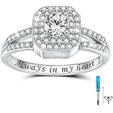 S925 Sterling Silver Urn Rings for Ashes for Women Cremation Jewelry for Ashes with Square Diamond Memorial Keepsake for Loved Ones