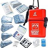 DEFTGET Waterproof First Aid Kit with Mini , Durable, Lightweight Construction, Bandages for Minor Injuries While Camping, Hi