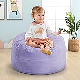 Hobestluk Bean Bag Chairs 2.5FT Bean Bag Chair with Memory Foam Filled & Plush Faux Fur Cover Small Bean Bag Chairs for Playroom, Living Room, Bedroom (Purple)