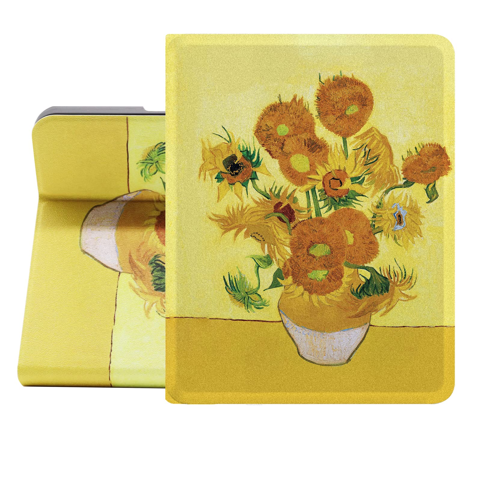 Berkin Arts Compatible with iPad Mini 4th/5th Generation Case (7.9 inch) 2019 2018 2017 2016 2015 Folio Case Premium Leather Cover Post-Impressionism Yellow Flowers (Van Gogh Sunflower)