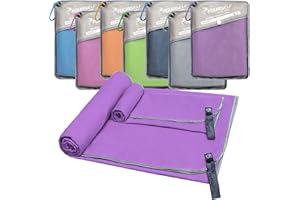 SYOURSELF 2 Pack Microfiber Camping Towel, Quick Dry Towel, Soft Absorbent Compact Travel Gym Workout Sweat Towel for Beach Yoga Swim Travel Camping Hiking Backpack Essentials (L:60"x30"+12"x24")