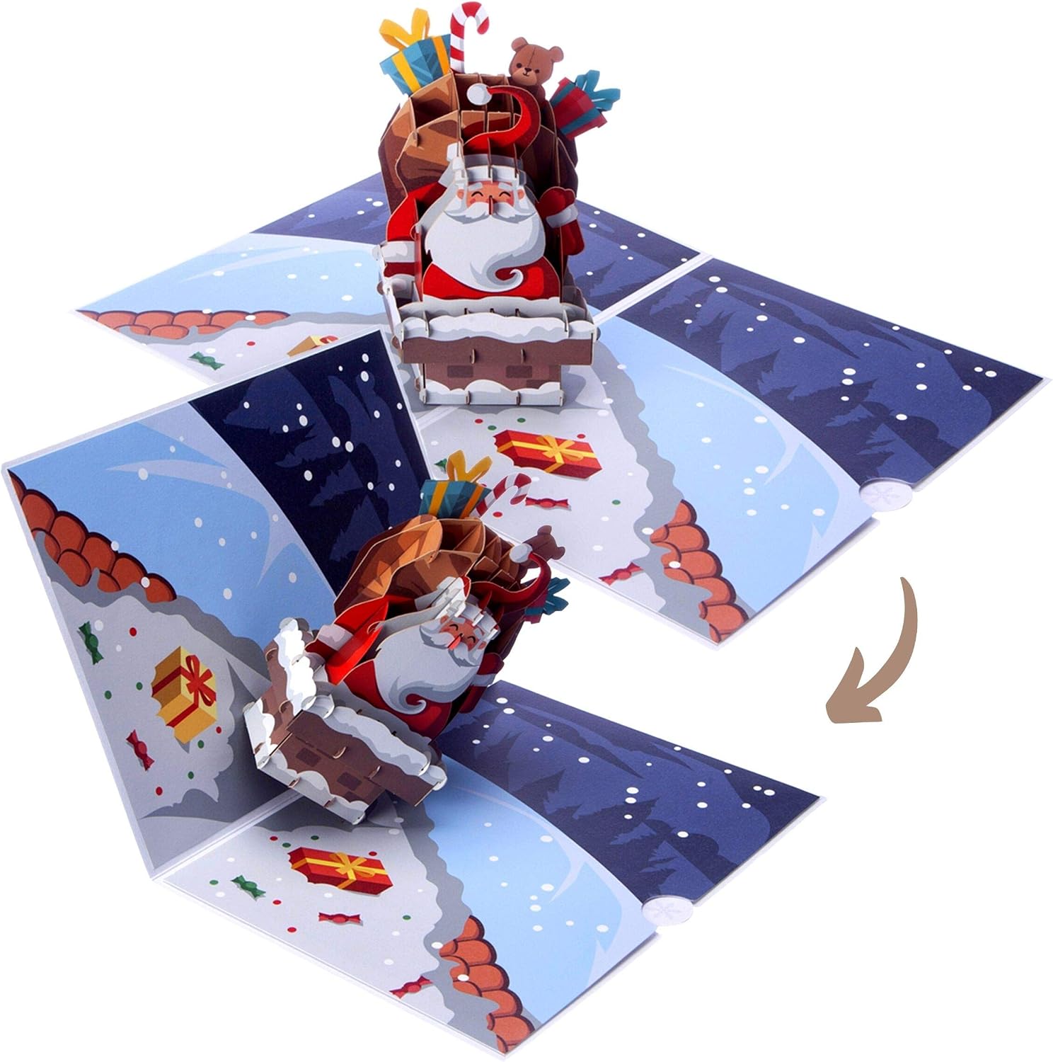 Cardology - Santa & Rudolf Pop-Up Christmas Card, Santa with Rudolf, A5 - Image 4